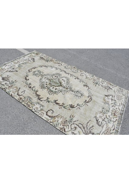 Türk Halısı, Eskitme Halı, Halı, 153 x 267 cm Bej Halı, Dekoratif Büyük Halı, Yün Oturma Odası Halı,