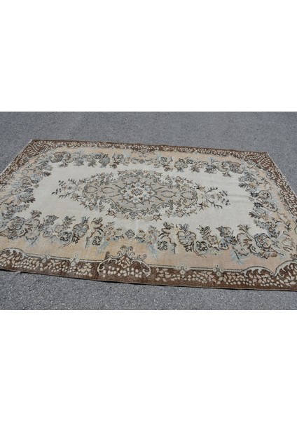 Türk Halısı, Eskitme Halı, Halı, 176 x 282 cm Bej Halı, El Dokuma Salon Halı, Organik Büyük Halı, 546