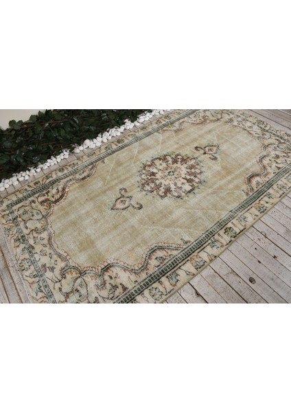 Türk Halısı, Eskitme Halı, Halı, 142 x 250 cm Yeşil Halı, Banyo Halı, Ofice Alan Halı, 6944