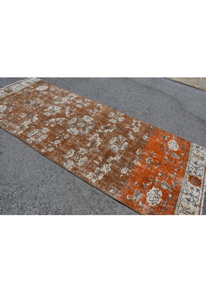 Türk Halısı, Eskitme Halı, Halı, 122 x 301 cm Turuncu Halı, Yün Banyo Halı, Ofice Alan Halı, 5474