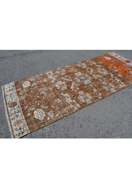 Türk Halısı, Eskitme Halı, Halı, 122 x 301 cm Turuncu Halı, Yün Banyo Halı, Ofice Alan Halı, 5474
