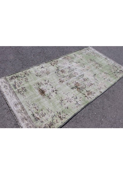 Eskitme Halı, Türk Halısı, Halı, 120 x 240 cm Yeşil Halı, Dekoratif Banyo Halı, Ofice Alan Halı, 6329