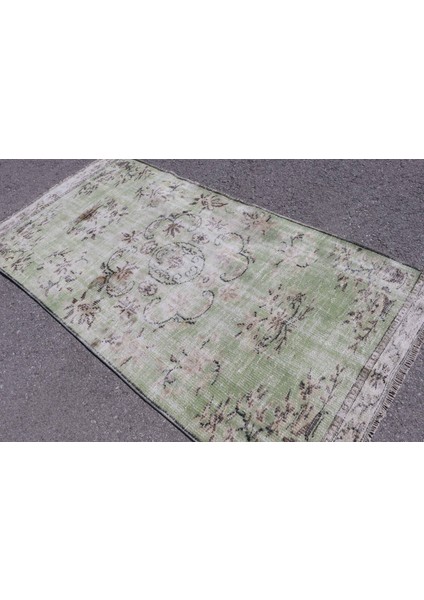 Eskitme Halı, Türk Halısı, Halı, 120 x 240 cm Yeşil Halı, Dekoratif Banyo Halı, Ofice Alan Halı, 6329
