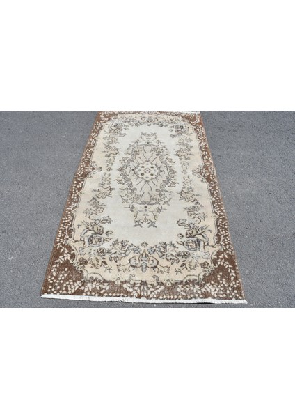 Eskitme Halı, Türk Halısı, Halı, 115 x 210 cm Bej Halı, Dekoratif Banyo Halı, El Dokuma Banyo Halı, 5