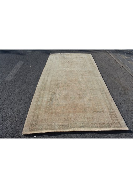 Türk Halısı, Eskitme Halı, Halı, 151 x 311 cm Bej Halı, Yün Büyük Halı, Salon Halı, 7086