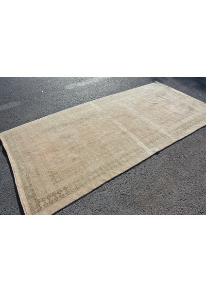 Türk Halısı, Eskitme Halı, Halı, 151 x 311 cm Bej Halı, Yün Büyük Halı, Salon Halı, 7086