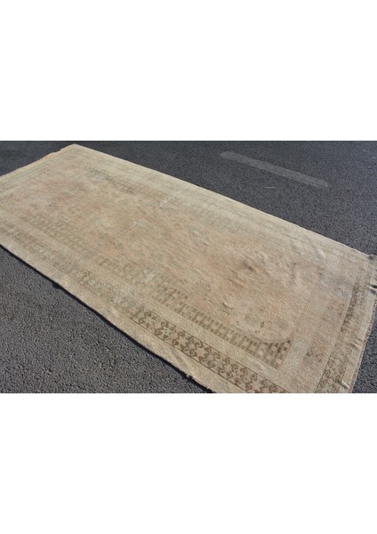 Türk Halısı, Eskitme Halı, Halı, 151 x 311 cm Bej Halı, Yün Büyük Halı, Salon Halı, 7086