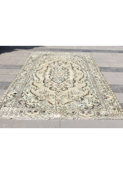 Eskitme Halı, Türk Halısı, Halı, 185 x 290 cm Yeşil Halı, Dekoratif Salon Halı, El Yapımı Oturma Odası