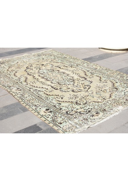 Eskitme Halı, Türk Halısı, Halı, 185 x 290 cm Yeşil Halı, Dekoratif Salon Halı, El Yapımı Oturma Odası