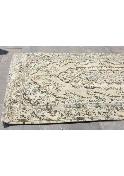 Eskitme Halı, Türk Halısı, Halı, 185 x 290 cm Yeşil Halı, Dekoratif Salon Halı, El Yapımı Oturma Odası