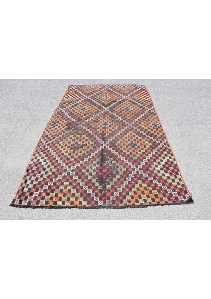 Türk Halısı, Eskitme Halı, Halı, 160 x 250 cm Turuncu Halı, Bohemsı Yer Halı, Ofice Büyük Halı, 7627