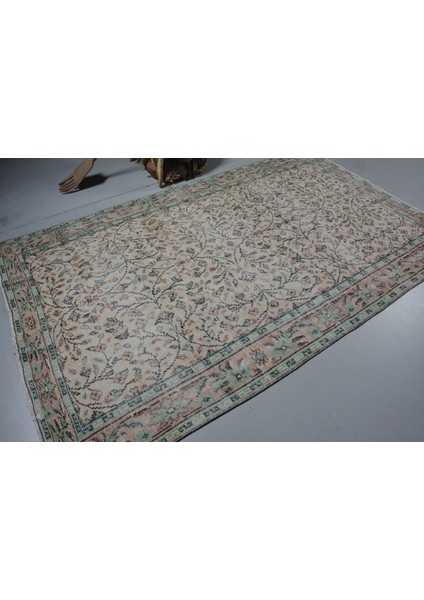 Eskitme Halı, Türk Halısı, Halı, 169 x 275 cm Bej Halı, El Yapımı Salon Halı, Yün Büyük Halı, 11626