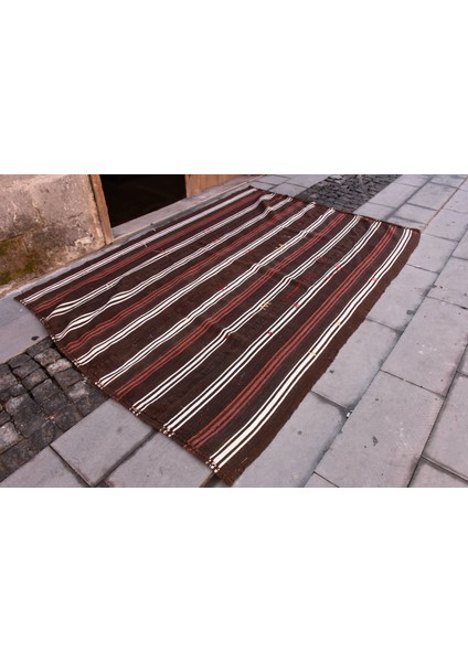 Eskitme Kilim, Türk Kilim, Large Kilim, 190 x 258 cm Kahverengi Kilim, El Dokuma Kilim, Salonsı Kilim,