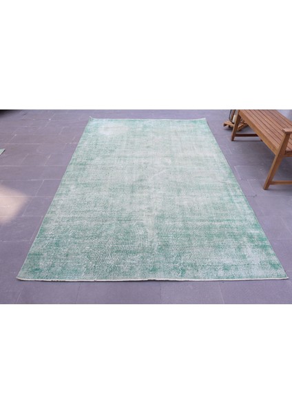 Türk Halısı, Eskitme Halı, Halı, 194 x 309 cm Yeşil Halı, Bohemsı Salon Halı, Yün Oturma Odası Halı,