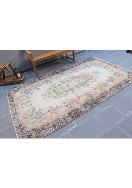 Eskitme Halı, Türk Halısı, Halı, 164 x 273 cm Bej Halı, El Dokuma Salon Halı, Oturma Odası Halı, 3727