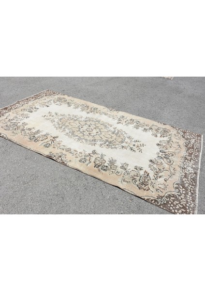 Türk Halısı, Eskitme Halı, Halı, 159 x 289 cm Bej Halı, El Yapımı Oturma Odası Halı, 6443