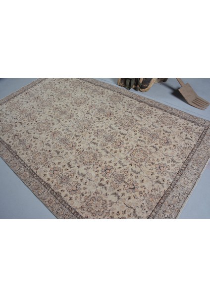 Türk Halısı, Eskitme Halı, Halı, 169 x 272 cm Bej Halı, Ofice Yer Halı, Dekoratif Büyük Halı, 11415
