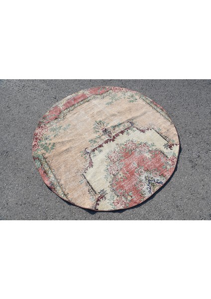 Türk Halısı, Eskitme Halı, Halı, 150 x 150 cm Kırmızı Halı, El Yapımı Banyo Halı, 5565