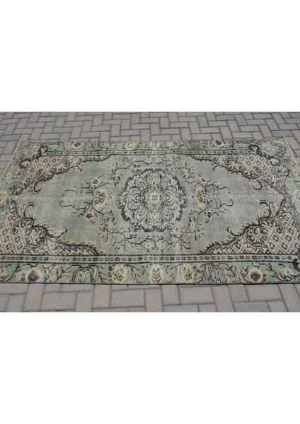 Türk Halısı, Eskitme Halı, Halı, 140 x 258 cm Yeşil Halı, Yün Alan Halı, El Dokuma Banyo Halı, 8981 modelleri