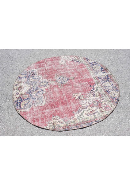 Türk Halısı, Eskitme Halı, Halı, 158 x 158 cm Kırmızı Halı, Yün Alan Halı, Dekoratif Alan Halı, 6944