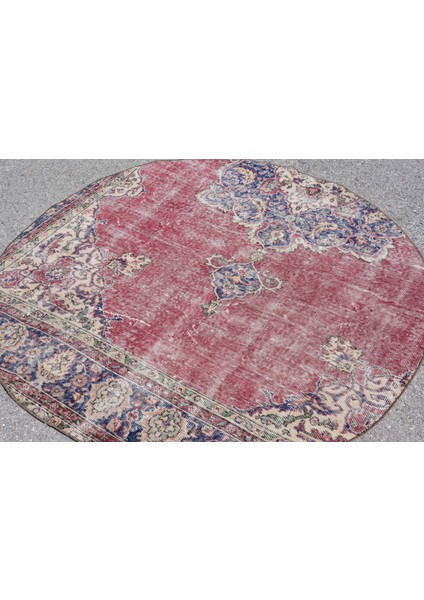 Türk Halısı, Eskitme Halı, Halı, 158 x 158 cm Kırmızı Halı, Yün Alan Halı, Dekoratif Alan Halı, 6944 modelleri