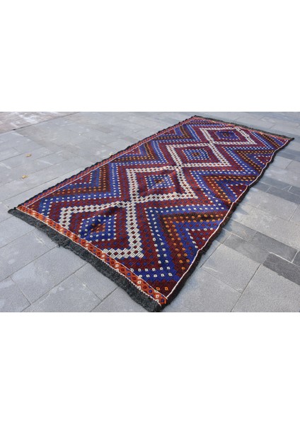 Eskitme Kilim, Türk Kilim, Large Kilim, 165 x 335 cm Mor Kilim, El Dokuma Kilim, Salonsı Kilim, 1951