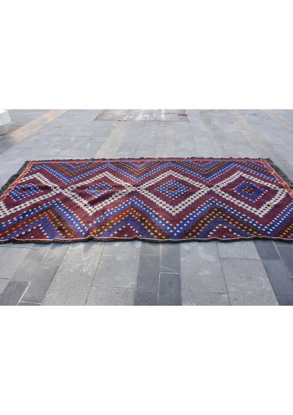 Eskitme Kilim, Türk Kilim, Large Kilim, 165 x 335 cm Mor Kilim, El Dokuma Kilim, Salonsı Kilim, 1951