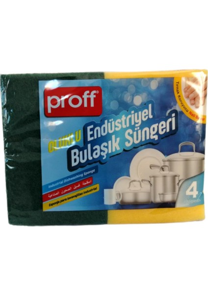 Bulaşık Süngeri Oluklu Endüstriyel 4'lü