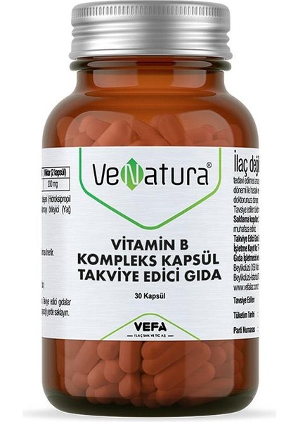Vitamin B Kompleks Kapsül Takviye Edici Gıda 30 Kapsül