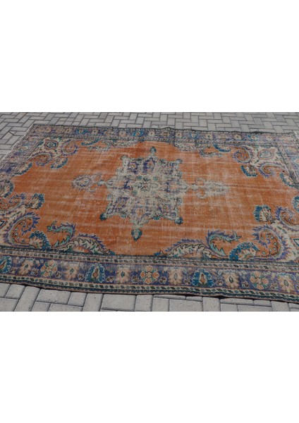 Eskitme Halı, Türk Halısı, Halı, 213 x 319 cm Turuncu Halı, Bahçe Salon Halı, El Yapımı Halı, 6830 modelleri