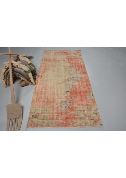 Eskitme Halı, Türk Halısı, Halı, 107 x 230 cm Kırmızı Halı, Alan Halı, El Dokuma Alan Halı, 12591
