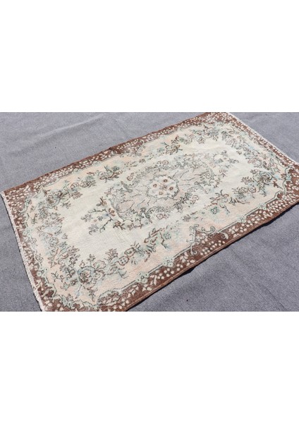 Eskitme Halı, Türk Halısı, Halı, 114 x 200 cm Bej Halı, Organik Banyo Halı, Kabilesı Banyo Halı, 9552