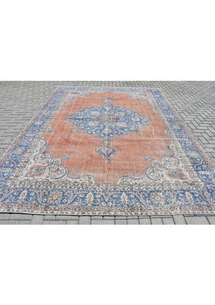 Türk Halısı, Eskitme Halı, Halı, 267 x 361 cm Mavi Halı, Anadolusı Salon Halı, Yün Büyük Halı, 9651