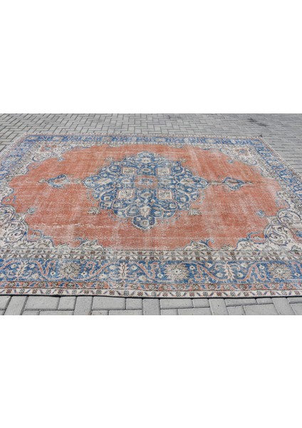 Türk Halısı, Eskitme Halı, Halı, 267 x 361 cm Mavi Halı, Anadolusı Salon Halı, Yün Büyük Halı, 9651