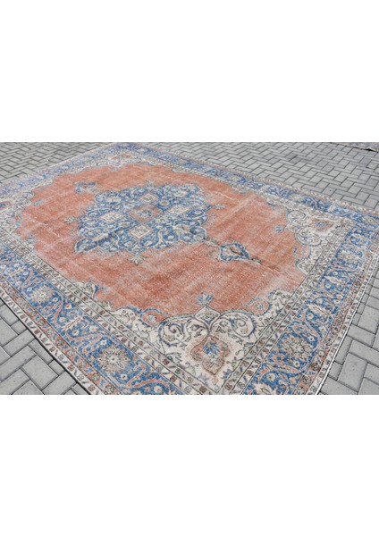 Türk Halısı, Eskitme Halı, Halı, 267 x 361 cm Mavi Halı, Anadolusı Salon Halı, Yün Büyük Halı, 9651
