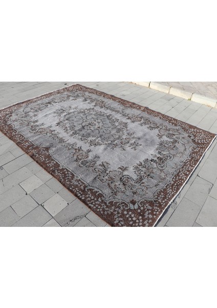 Eskitme Halı, Türk Halısı, Halı, 222 x 325 cm Gri Halı, Organik Oturma Odası Halı, 1151