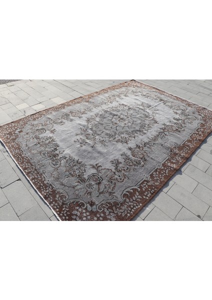 Eskitme Halı, Türk Halısı, Halı, 222 x 325 cm Gri Halı, Organik Oturma Odası Halı, 1151