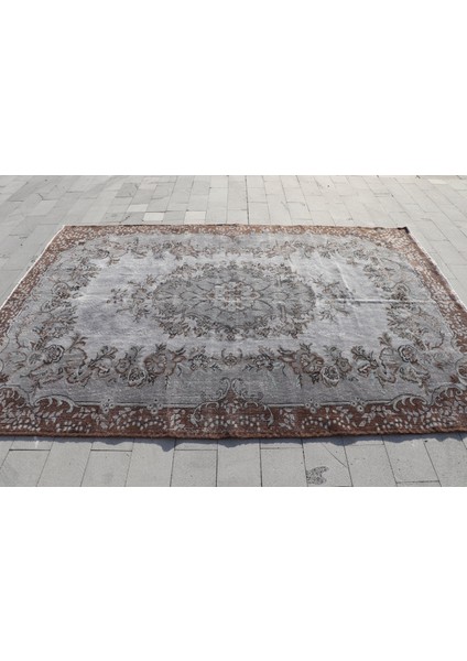 Eskitme Halı, Türk Halısı, Halı, 222 x 325 cm Gri Halı, Organik Oturma Odası Halı, 1151