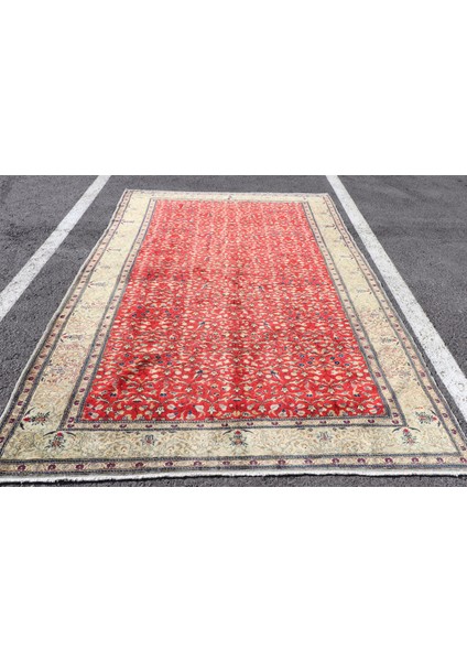 Eskitme Halı, Türk Halısı, Halı, 197 x 297 cm Kırmızı Halı, Dekoratif Oturma Odası Halı, 4515