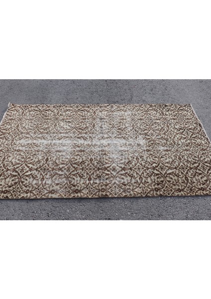 Türk Halısı, Eskitme Halı, Halı, 112 x 208 cm Bej Halı, Yün Alan Halı, Banyo Halı, 5482