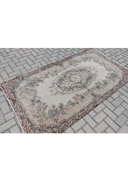 Eskitme Halı, Türk Halısı, Halı, 116 x 211 cm Yeşil Halı, El Dokuma Alan Halı, Organik Alan Halı, 664