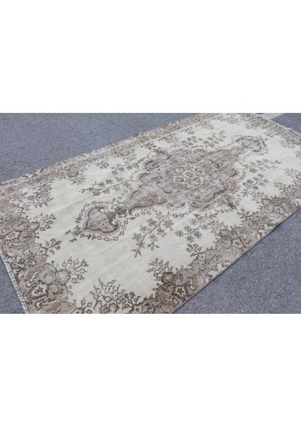 Türk Halısı, Eskitme Halı, Halı, 157 x 299 cm Bej Halı, Bahçe Büyük Halı, El Yapımı Oturma Odası Halı,