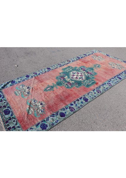 Eskitme Halı, Türk Halısı, Halı, 138 x 315 cm Mavi Halı, Yün Büyük Halı, Bohemsı Oturma Odası Halı, 4