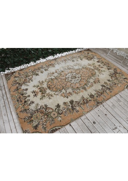 Eskitme Halı, Türk Halısı, Halı, 150 x 226 cm Bej Halı, El Yapımı Alan Halı, Banyo Halı, 3929