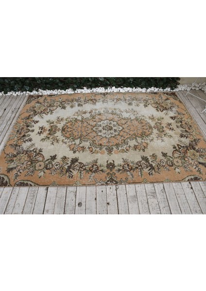 Eskitme Halı, Türk Halısı, Halı, 150 x 226 cm Bej Halı, El Yapımı Alan Halı, Banyo Halı, 3929