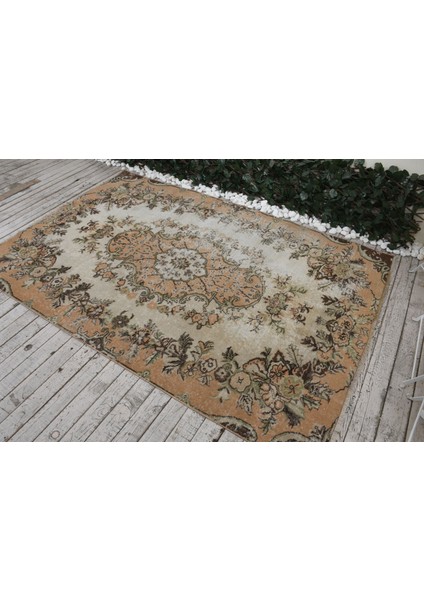 Eskitme Halı, Türk Halısı, Halı, 150 x 226 cm Bej Halı, El Yapımı Alan Halı, Banyo Halı, 3929
