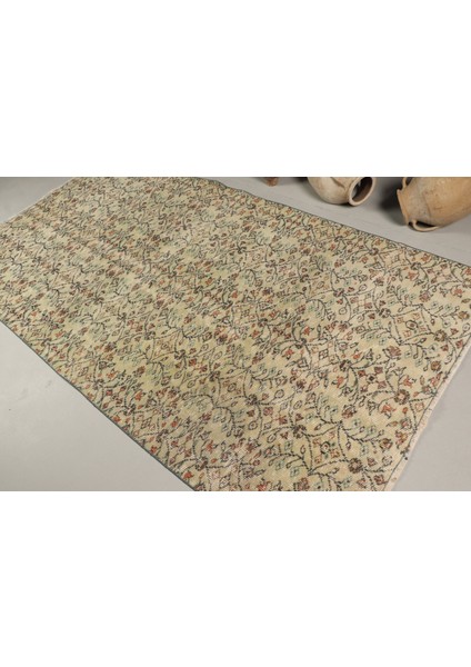 Türk Halısı, Eskitme Halı, Halı, 143 x 260 cm Bej Halı, Dekoratif Alan Halı, El Dokuma Banyo Halı, 80