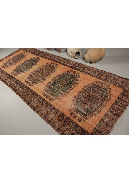 Eskitme Halı, Türk Halısı, Halı, 136 x 340 cm Turuncu Halı, Bahçe Büyük Halı, Kabilesı Salon Halı, 80