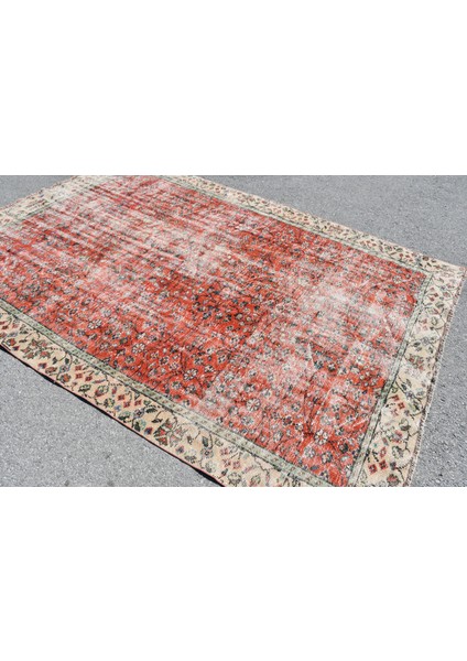 Türk Halısı, Eskitme Halı, Halı, 192 x 264 cm Kırmızı Halı, Yün Oturma Odası Halı, 6248