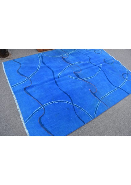 Türk Halısı, Eskitme Halı, Halı, 167 x 227 cm Mavi Halı, Ofice Yer Halı, Kabilesı Yer Halı, 11350